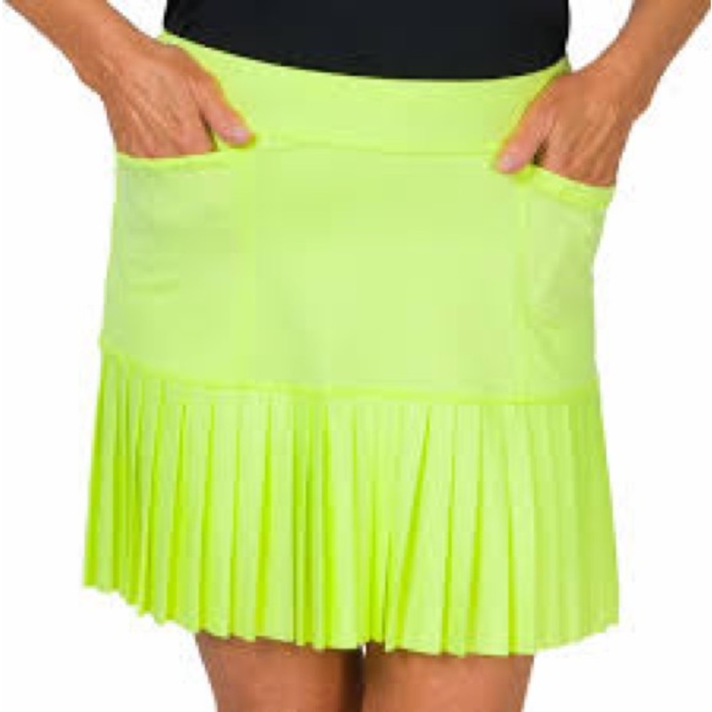 Jofit Knife Pleated Women's Skirt, highlighter yellow